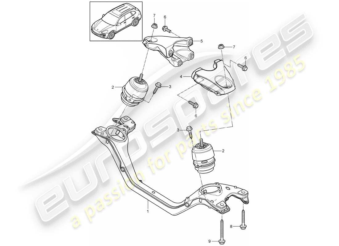 porsche cayenne e2 (2015) engine lifting tackle parts diagram
