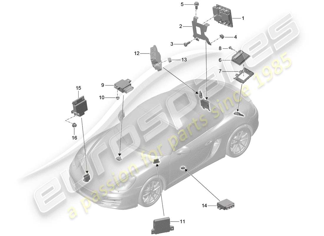 porsche 2013 (981 boxster) control units parts diagram