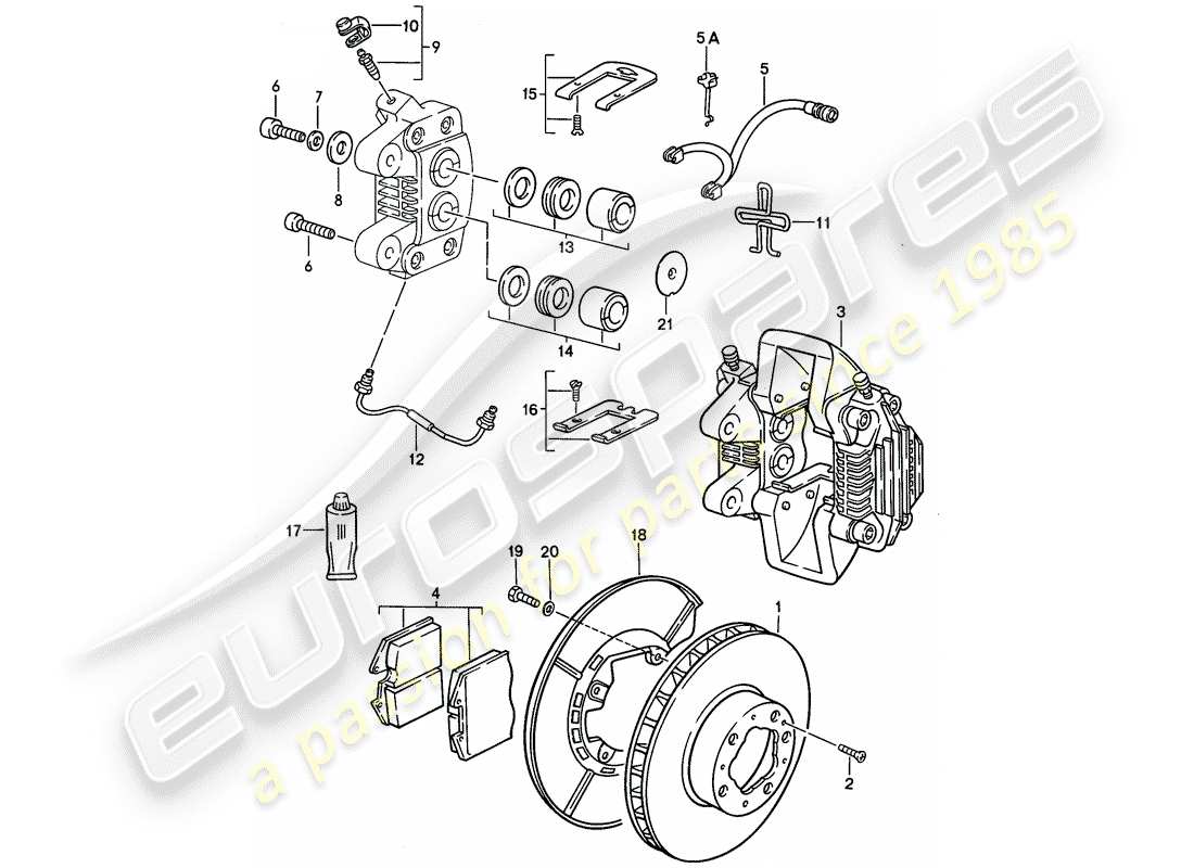 porsche 1991 (944) disc brakes - rear axle parts diagram