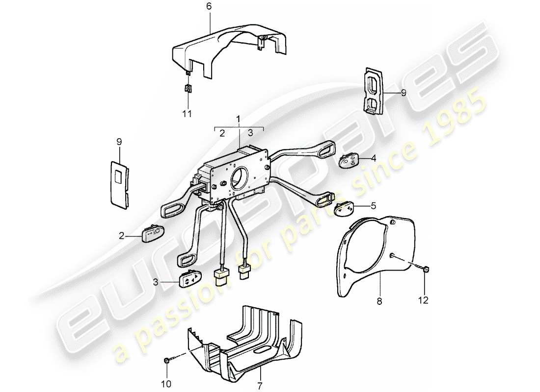 porsche 2003 (996 gt3) steering column switch parts diagram