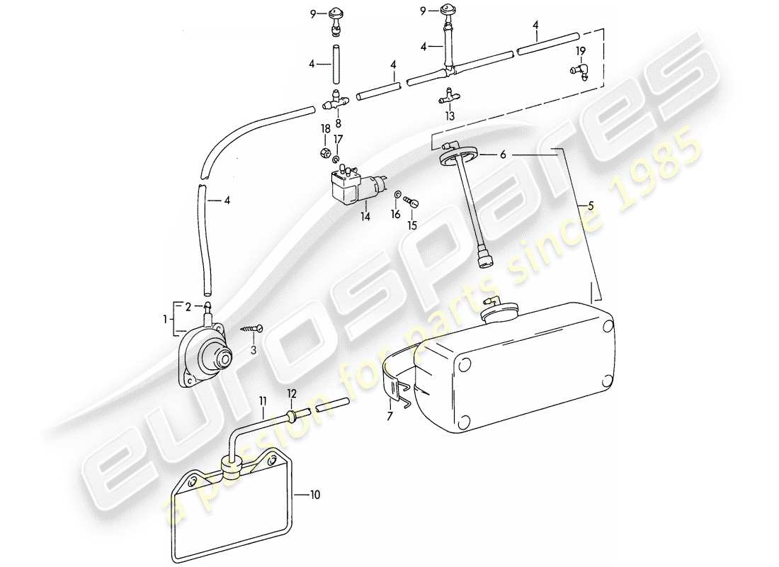 porsche 1962 (356b/356c) windshield washer unit parts diagram