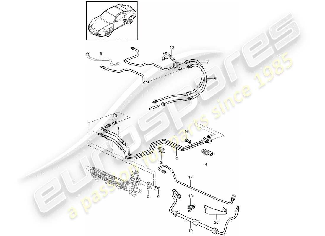 porsche cayman 987 (2010) power steering part diagram