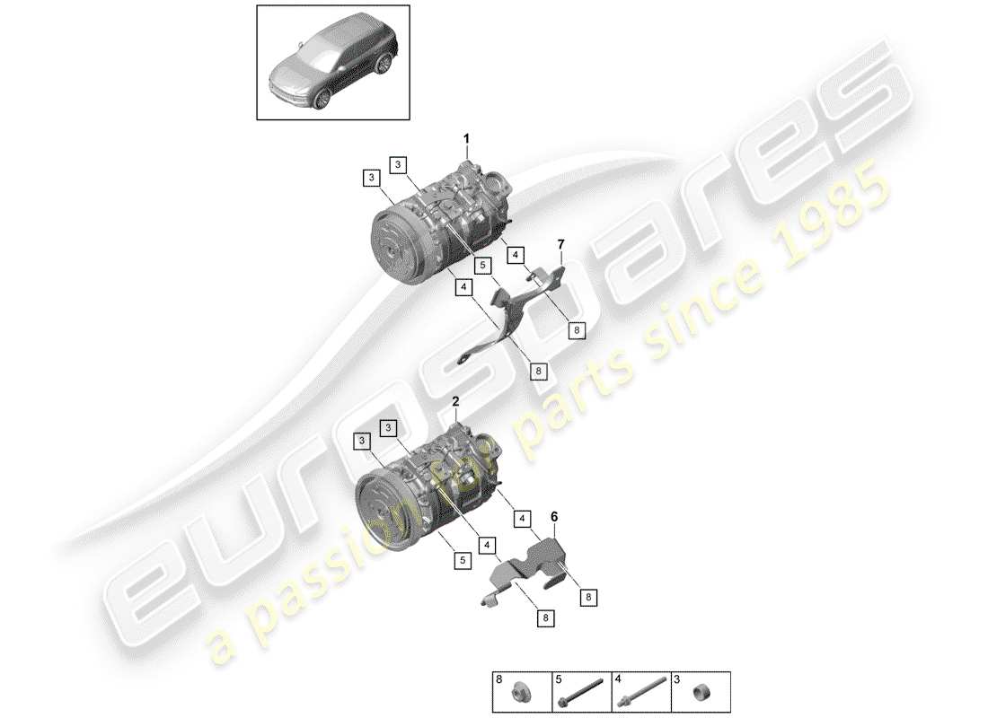porsche 2020 (cayenne e3 9ya/9yb) compressor part diagram