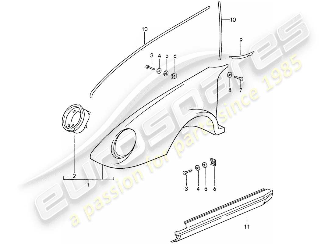 porsche 1987 (959) exterior panelling part diagram