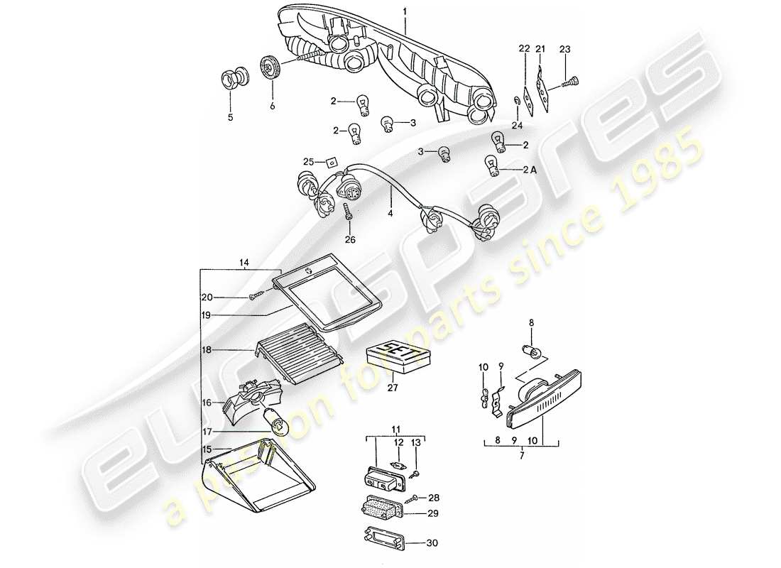 porsche 1990 (928) rear light part diagram