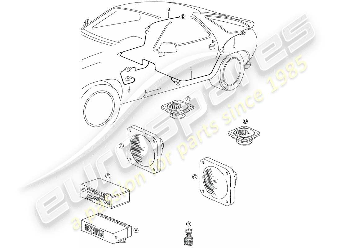 porsche 1988 (928) harness - loudspeaker part diagram