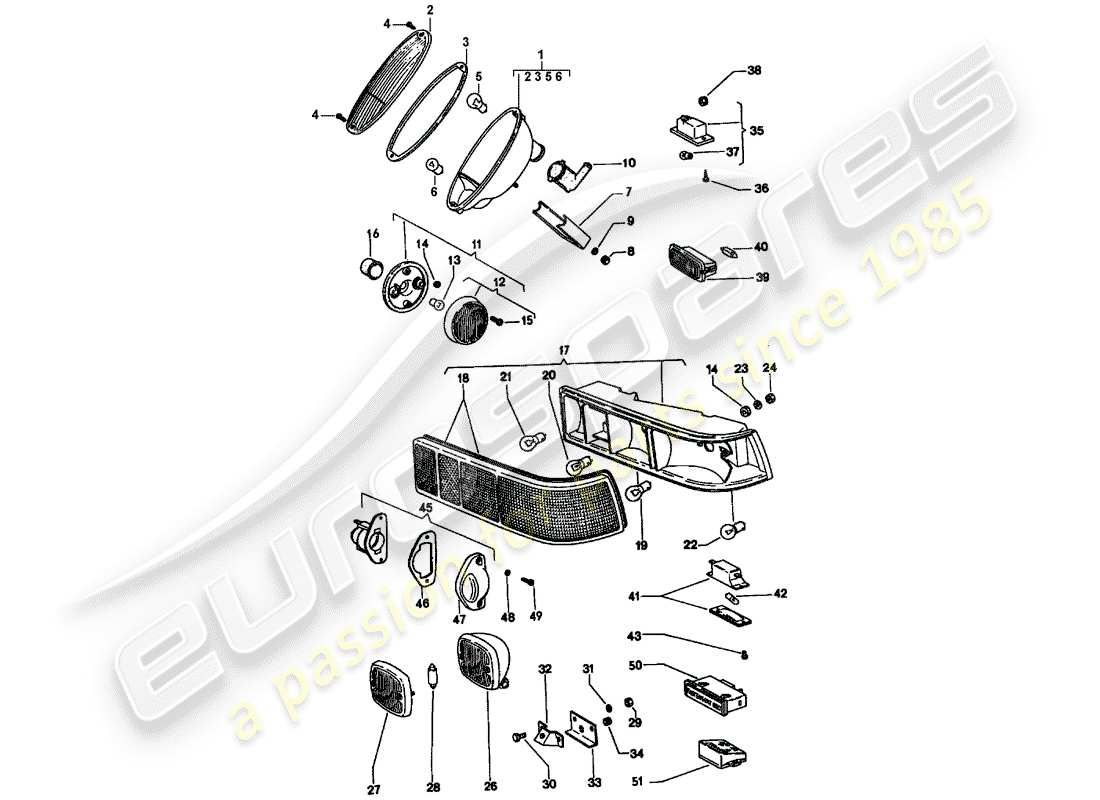 porsche 1971 (914) taillight part diagram