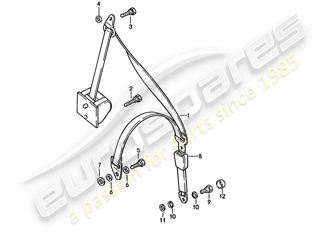 porsche 1993 (928) seat belt part diagram