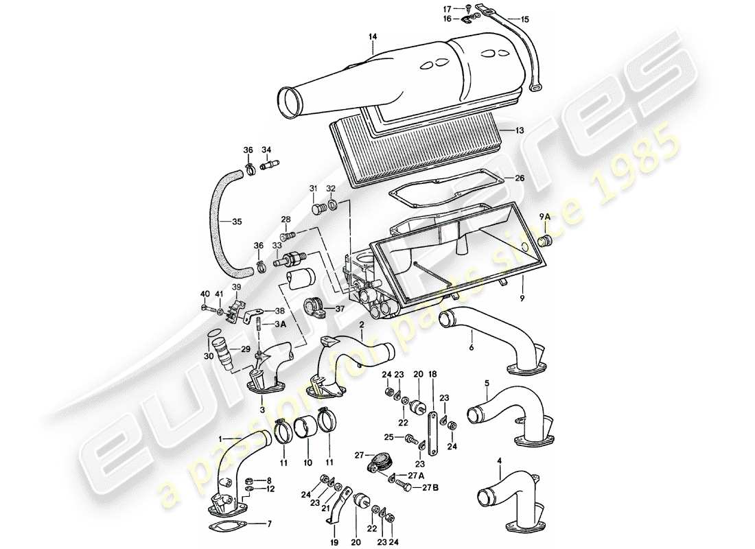 porsche 1980 (911) air cleaner part diagram