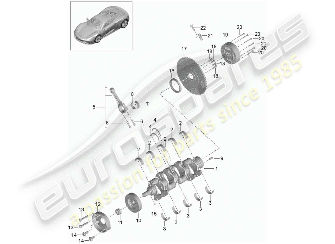 porsche 918 spyder (2015) crankshaft parts diagram