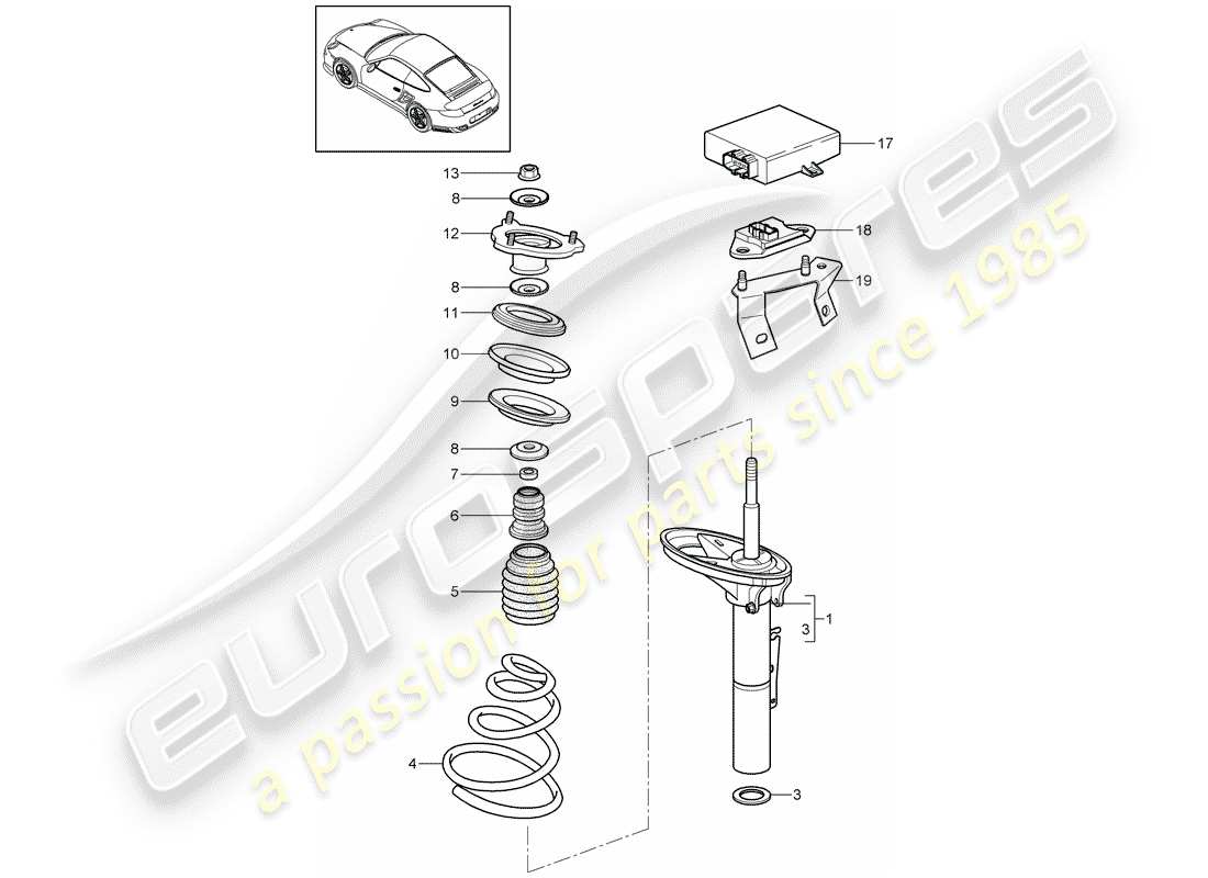 porsche 2011 (997-2 turbo / gt2 rs) suspension part diagram