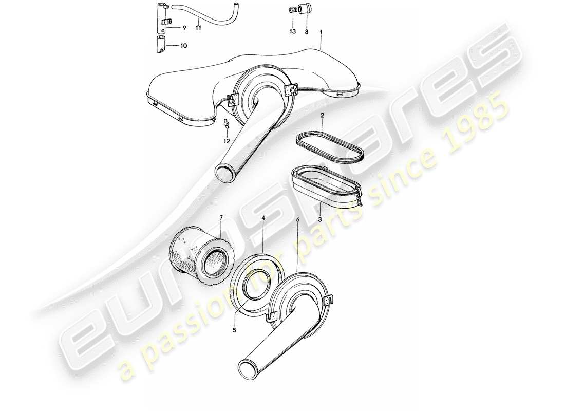 porsche 1970 (914) air cleaner system part diagram