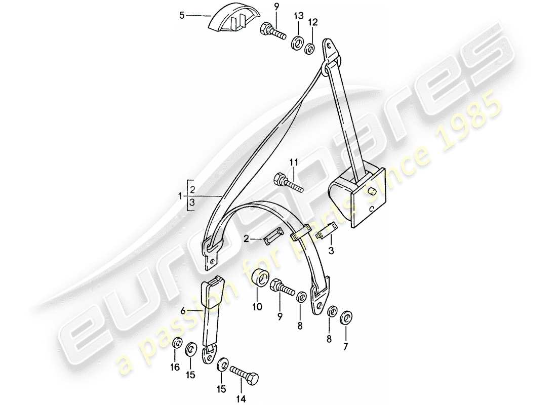 porsche 1990 (944) seat belt part diagram