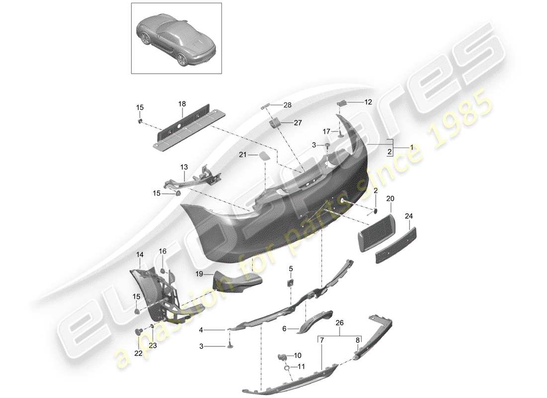 porsche 2012 (981 boxster) bumper part diagram