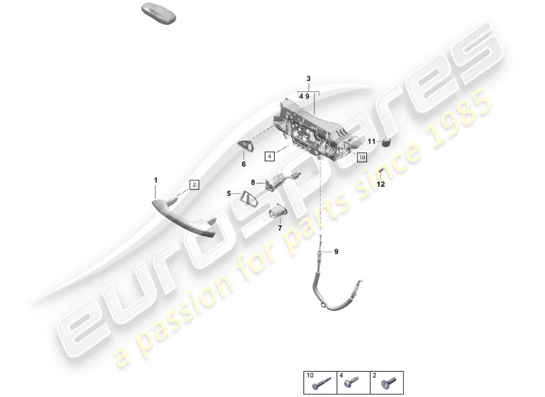 porsche 2020 (718 boxster spyder) door handle, outer part diagram