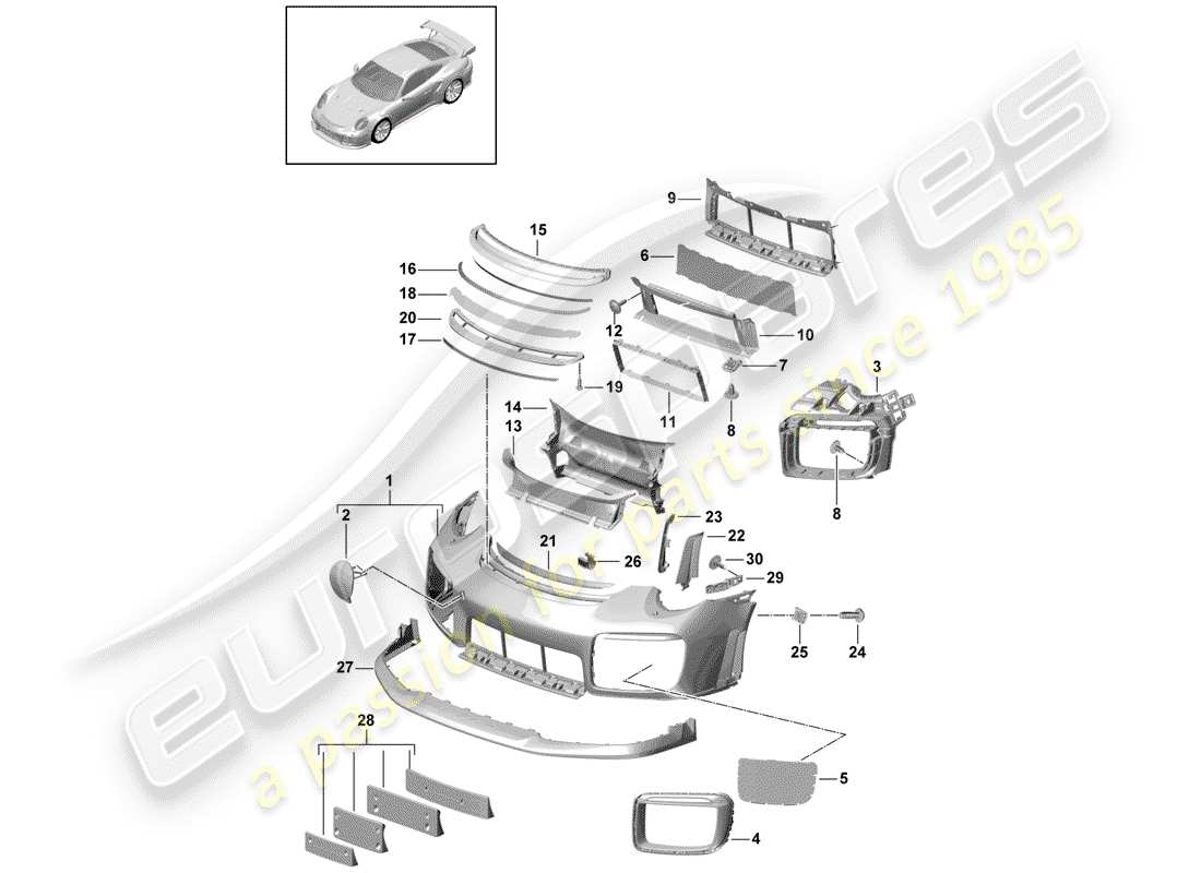 porsche 2014 (991-1 turbo) bumper part diagram