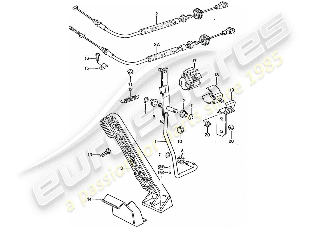 porsche 1994 (968) throttle control - accelerator cable parts diagram