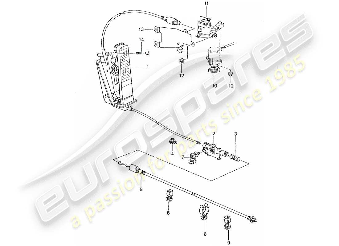 porsche 2000 (996) brake and acc. pedal assembly - throttle control part diagram