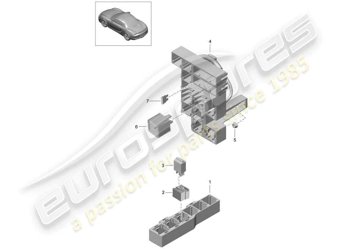 porsche 2012 (981 boxster) fuse box/relay plate part diagram
