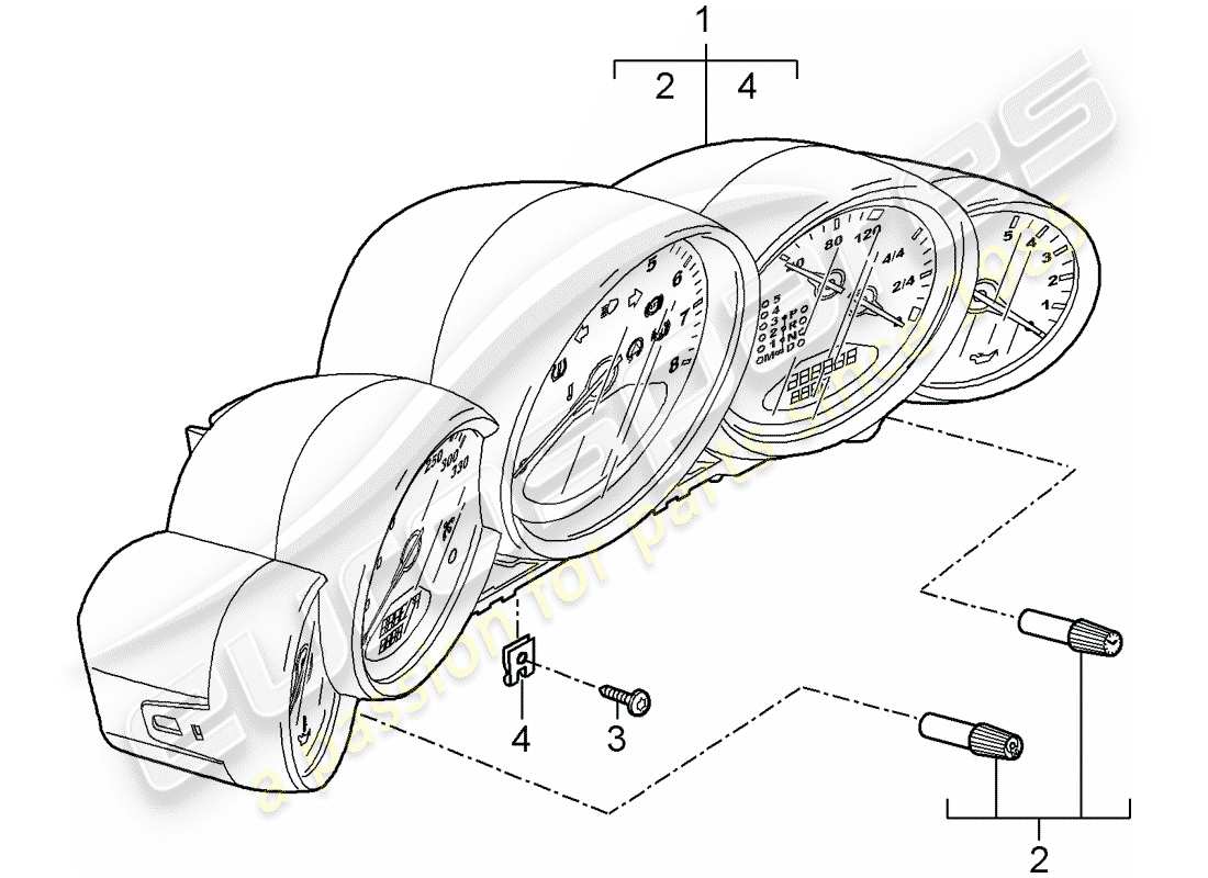 porsche 2010 (997-2 gt3) instruments parts diagram