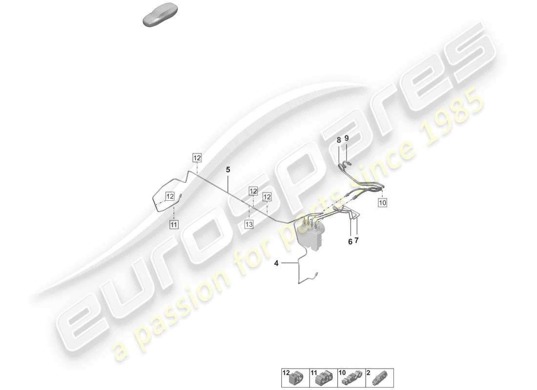 porsche 2020 (992-1) brake line part diagram