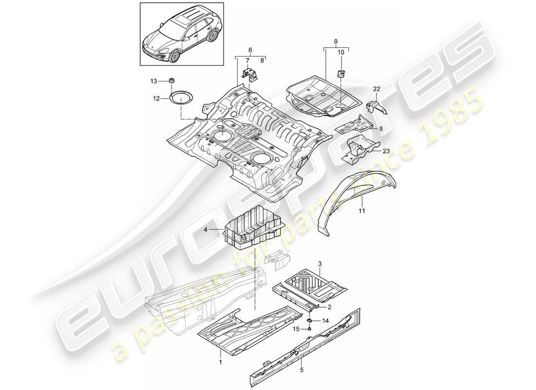 porsche 2015 (cayenne e2 92a) floor plates part diagram