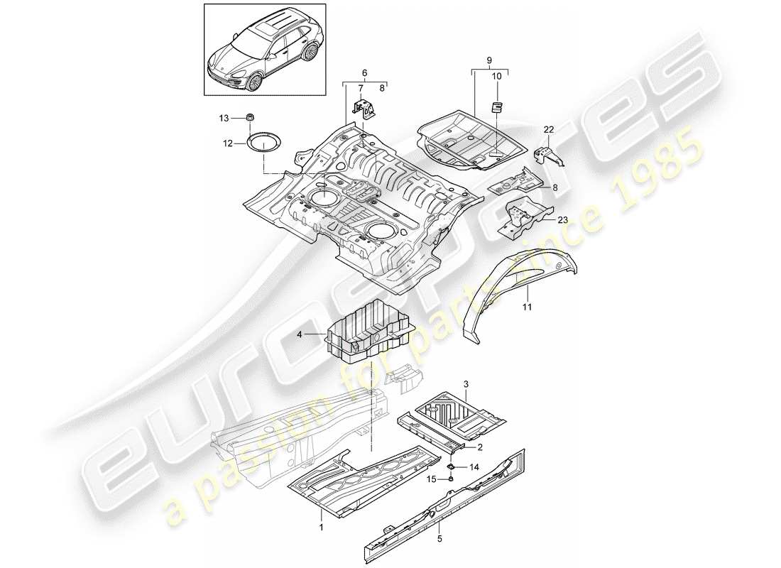 porsche cayenne e2 (2015) floor plates parts diagram