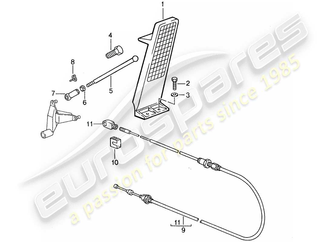 porsche 1987 (959) pedals - throttle control part diagram