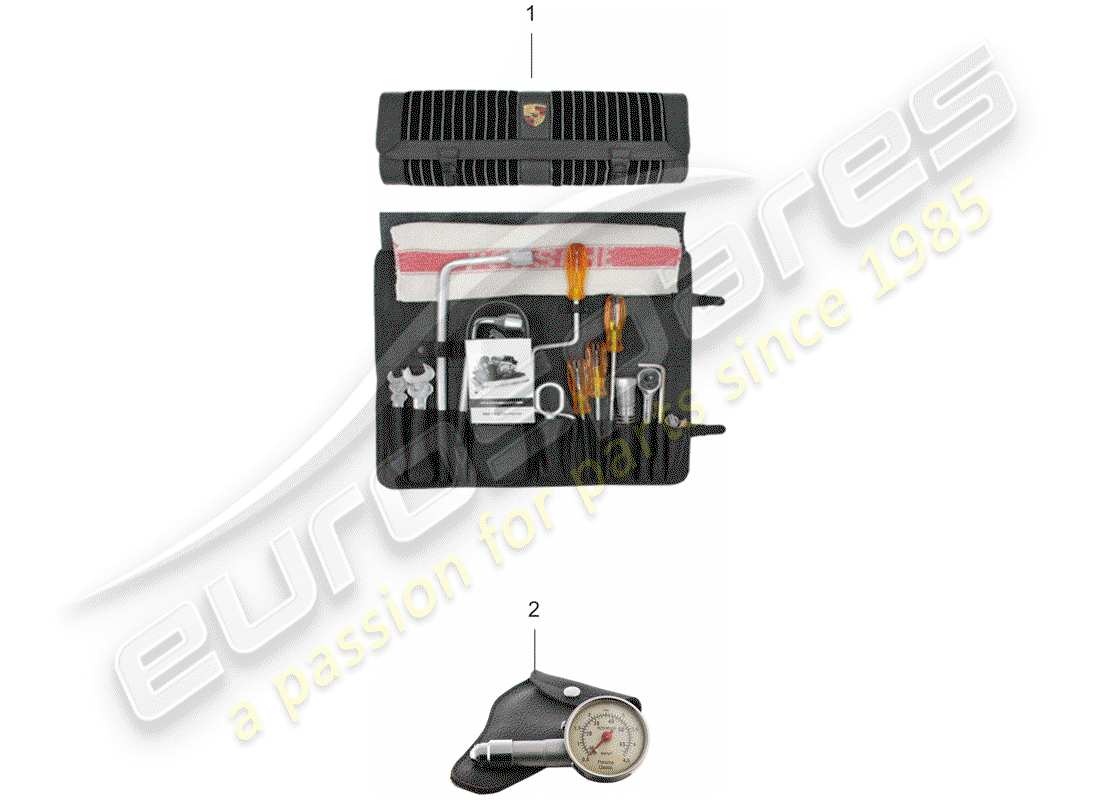 porsche 1985 (911) tool kit bag part diagram