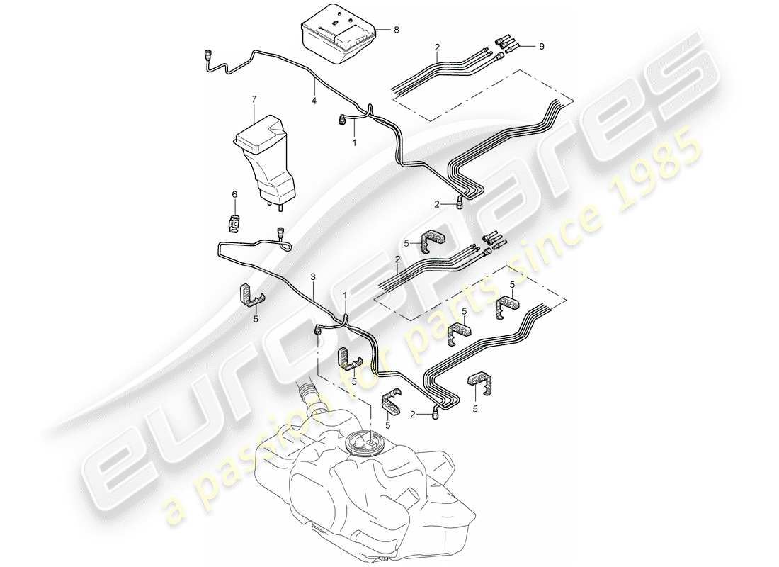 porsche 2009 997-2 turbo / gt2 fuel system part diagram