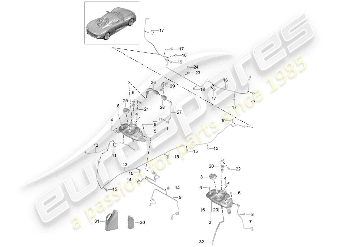 porsche 2015 (918 spyder) water cooling part diagram