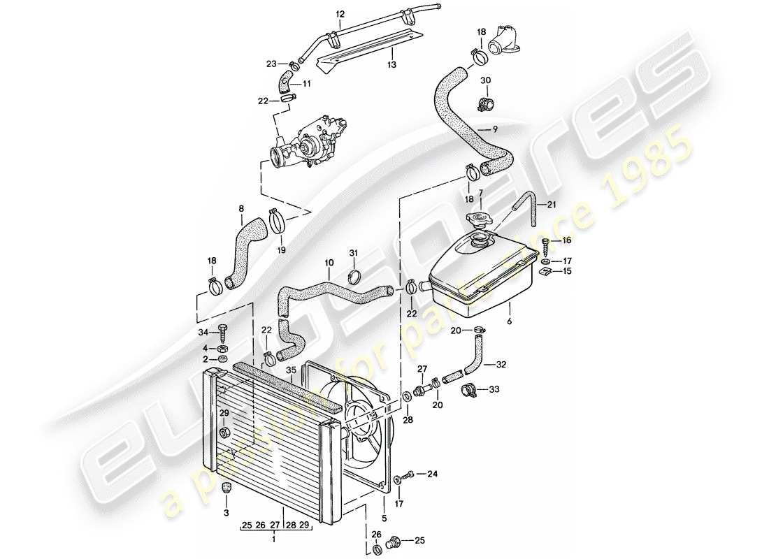porsche 1986 (944) water cooling part diagram