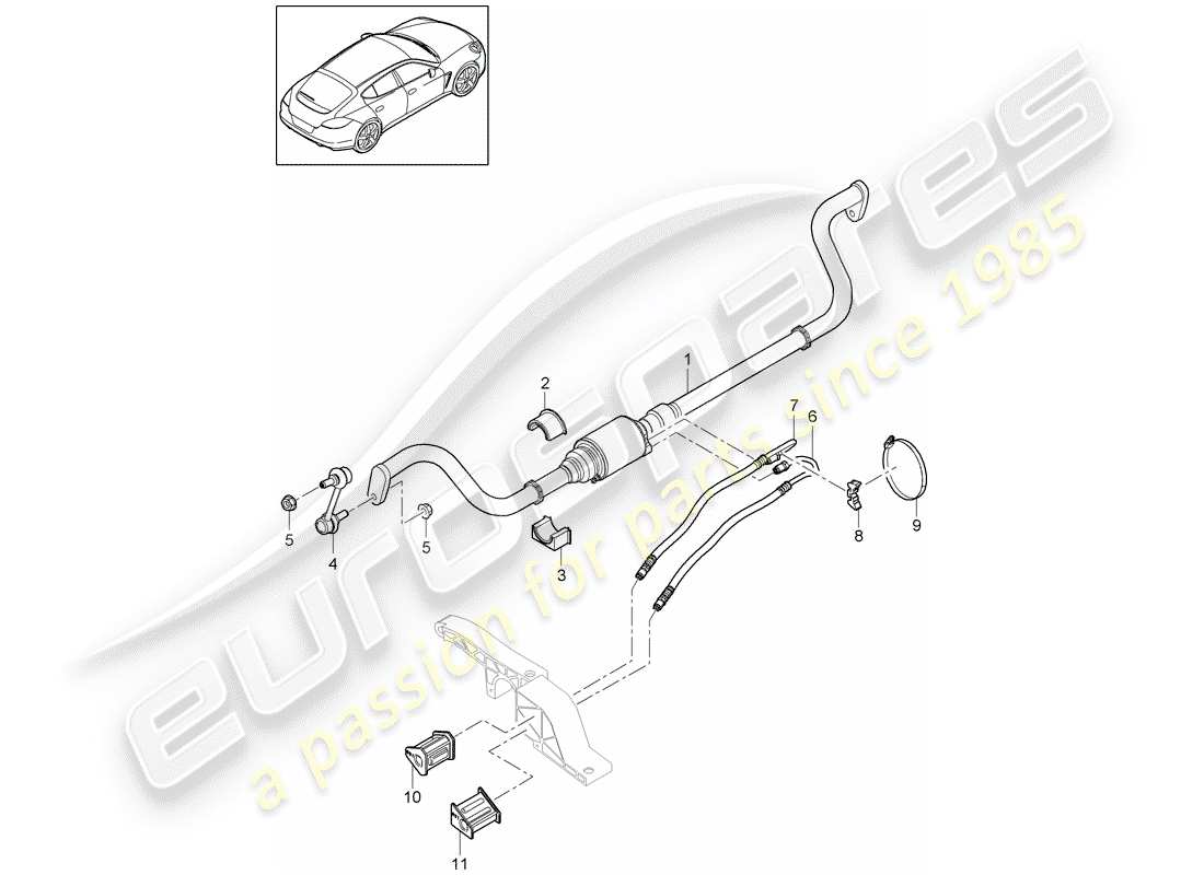 porsche 2016 (panamera 970) stabilizer parts diagram