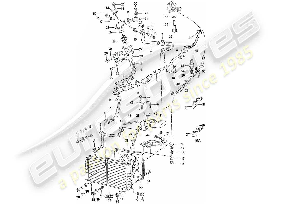 porsche 1976 (924) water cooling parts diagram