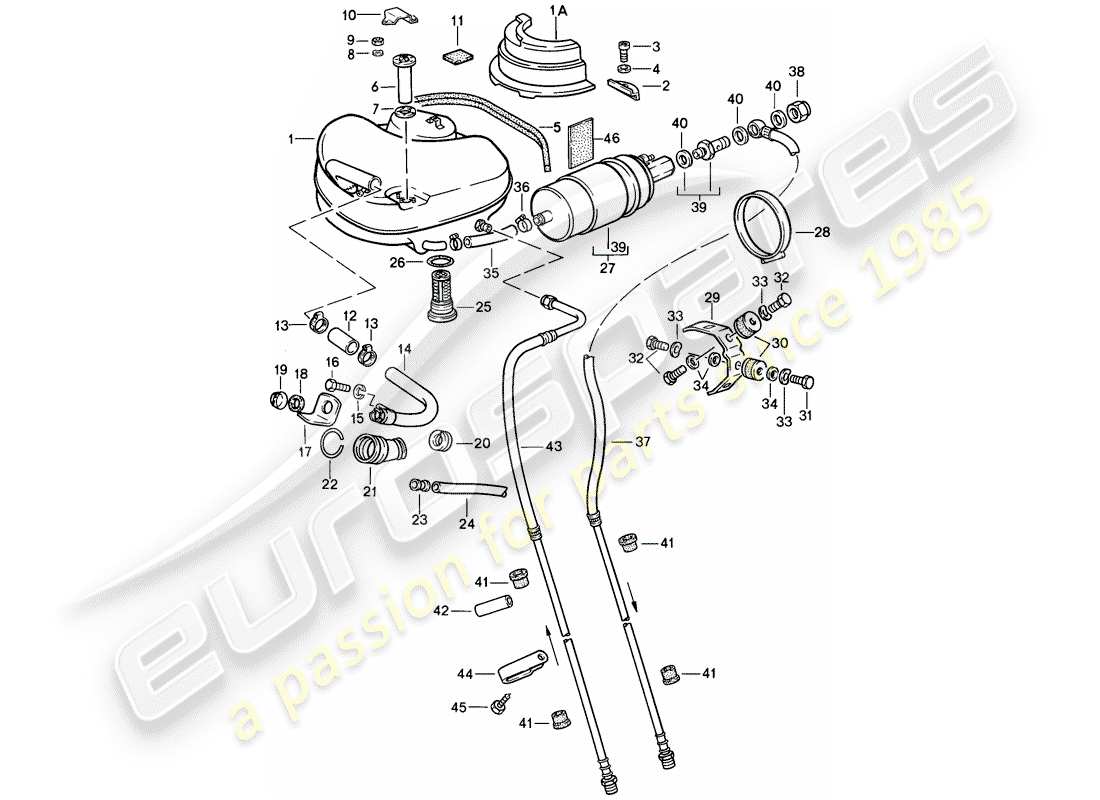 porsche 911 (1986) fuel system parts diagram