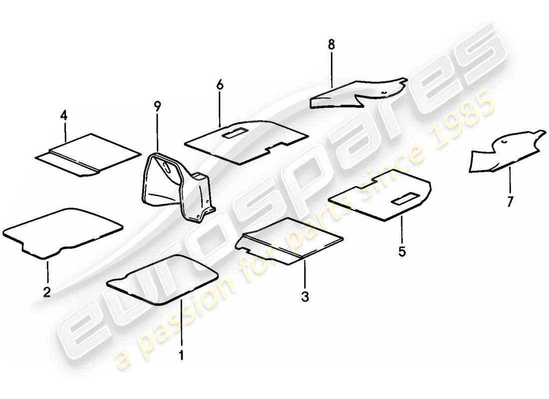 porsche 1978 (924) sound absorber parts diagram