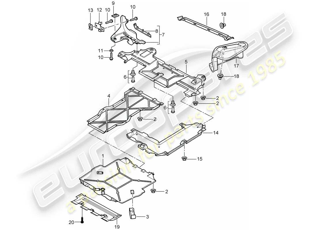 porsche 2005 (996) trims - for - underbody parts diagram