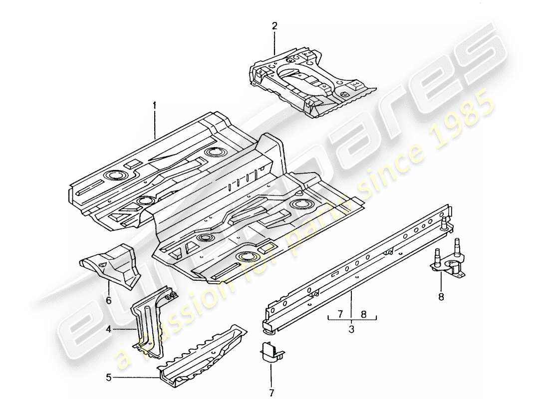 porsche 2003 (996 gt3) floor part diagram