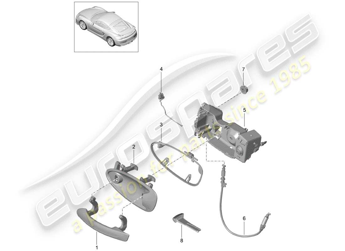 porsche 2016 (981 cayman gt4) door handle part diagram