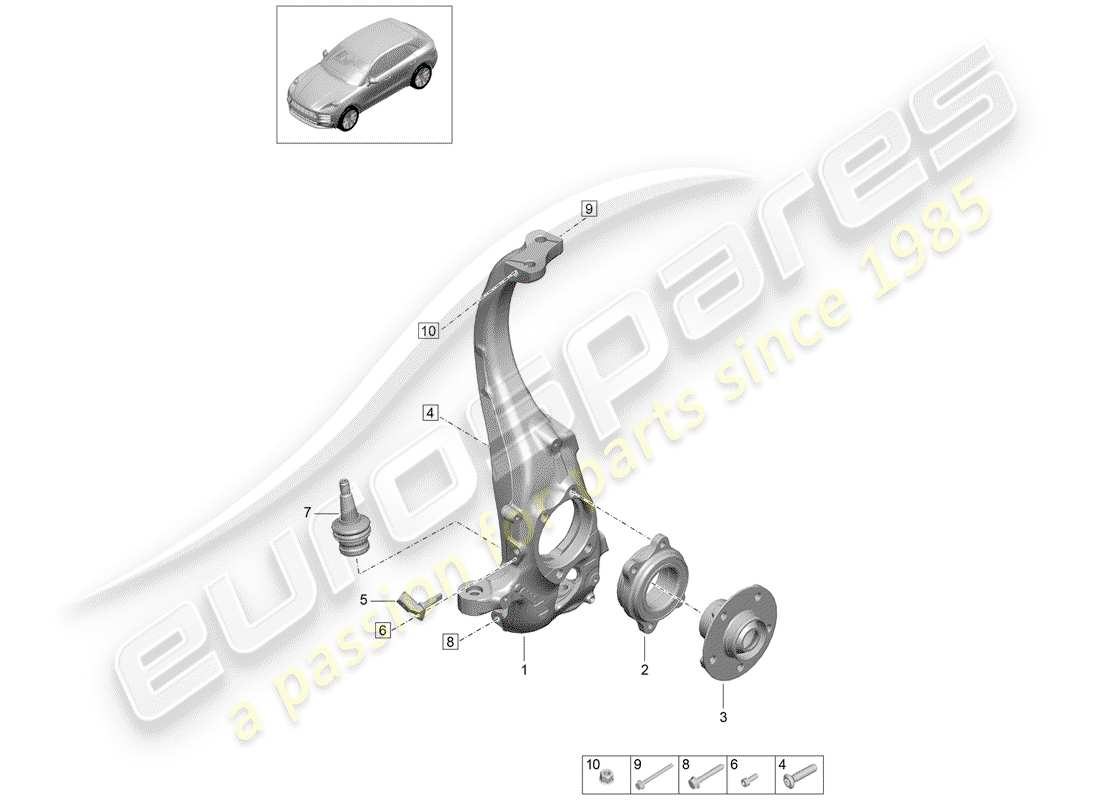 porsche 2020 (macan) pivot bearing part diagram