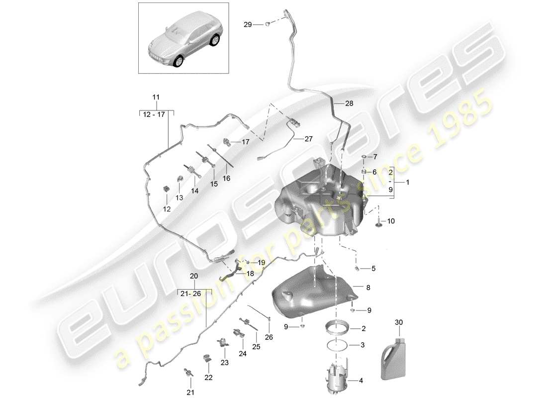 porsche 2016 (macan) ex. emission control system part diagram