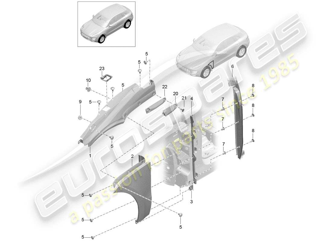 porsche 2014 (macan) fender parts diagram