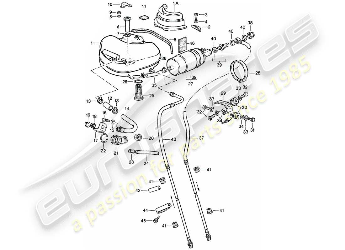 porsche 1987 (911) fuel system part diagram