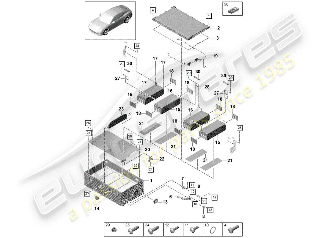 porsche 2017 (panamera 971-1) high-voltage battery part diagram