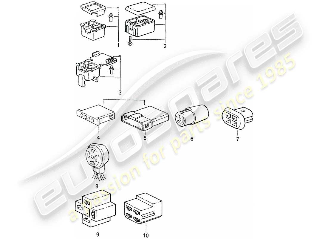 porsche 1990 (964) connector housing - 4-pole part diagram