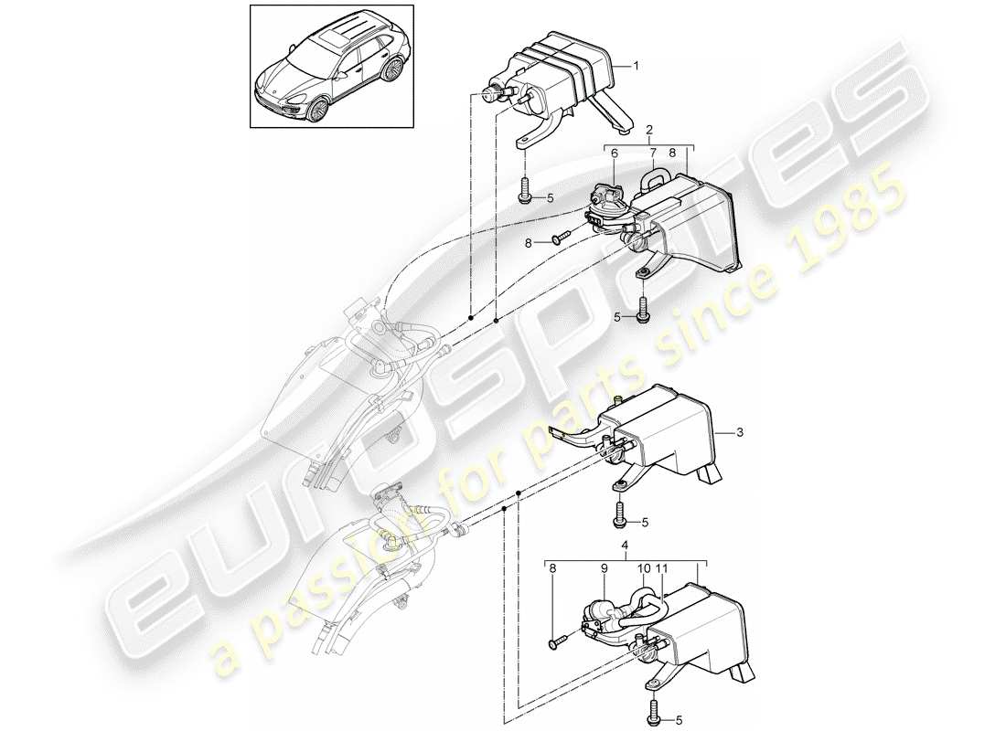 porsche 2017 (cayenne e2 92a) evaporative emission canister part diagram