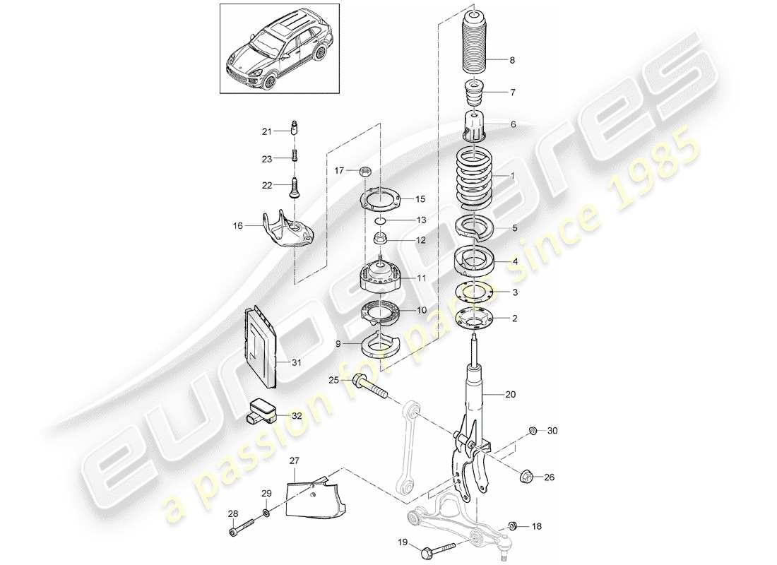 porsche 2017 (cayenne e2 92a) suspension part diagram