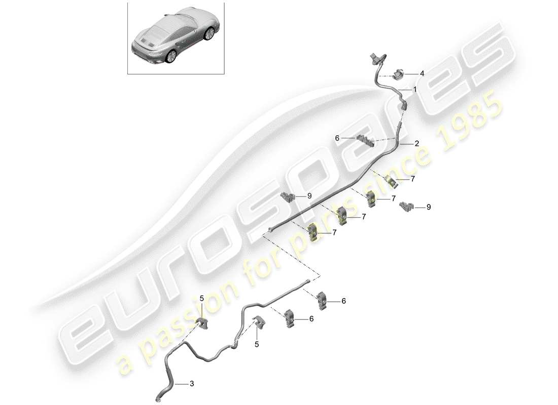 porsche 2020 (991-2 turbo) vacuum line part diagram