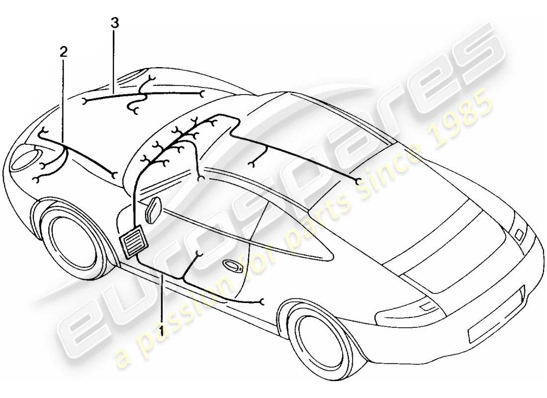 porsche 996 gt3 (2002) wiring harnesses - passenger compartment - glove box - front luggage compartment - repair kit - anti-locking brake syst. -abs- - brake pad wear indicator - front axle parts diagram