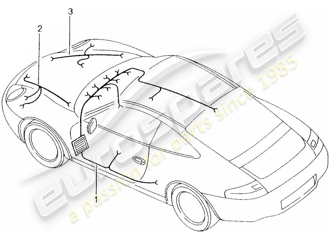 porsche 2001 (996) wiring harnesses - passenger compartment - glove box - front end - repair kit - anti-locking brake syst. -abs- - brake pad wear indicator - front axle part diagram
